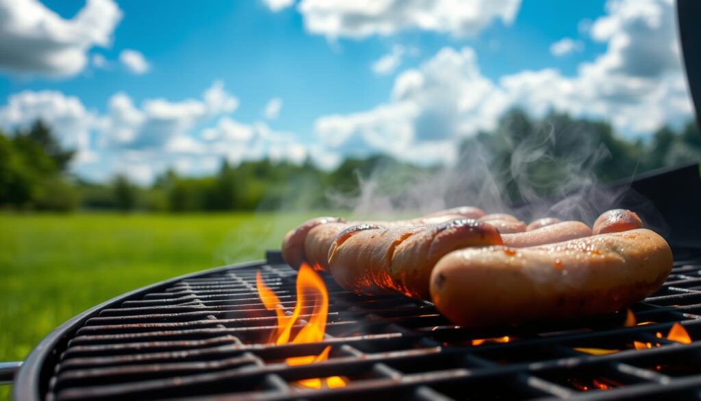 grilling hot dogs