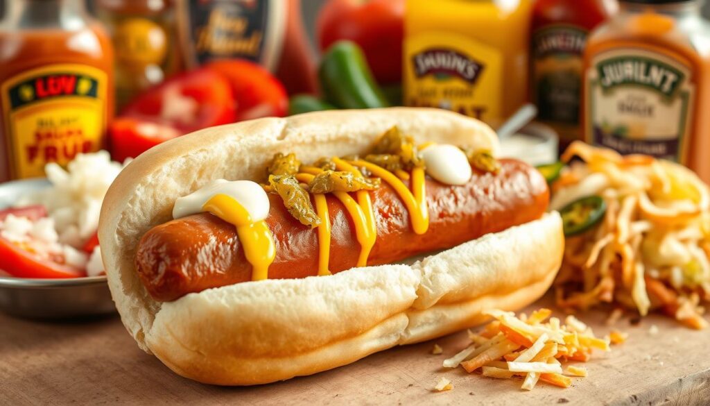 mouthwatering hot dog condiments